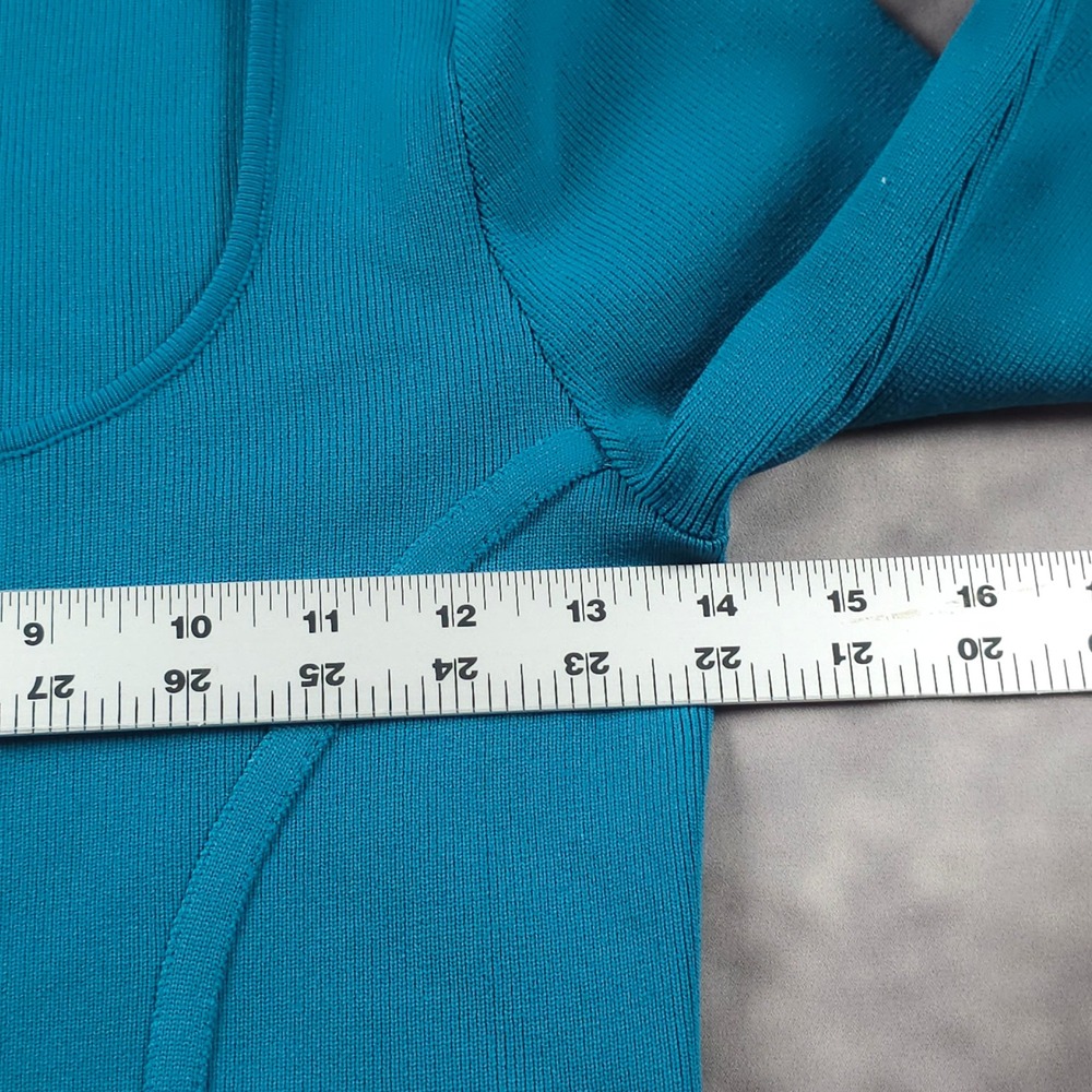 Happily Grey Corset Crop Top Ribbed Long Sleeve Going Out Teal Medium - Picture 5 of 9